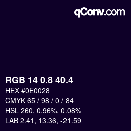 カラーコード: RGB 14 0.8 40.4 | qconv.com