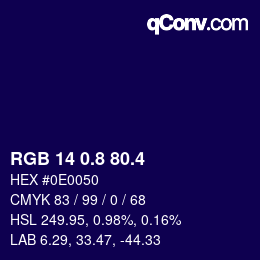 カラーコード: RGB 14 0.8 80.4 | qconv.com