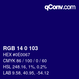 カラーコード: RGB 14 0 103 | qconv.com