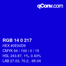 Color code: RGB 14 0 217 | qconv.com