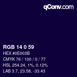 Color code: RGB 14 0 59 | qconv.com
