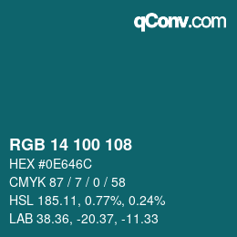 Color code: RGB 14 100 108 | qconv.com