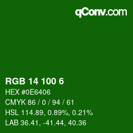 Color code: RGB 14 100 6 | qconv.com