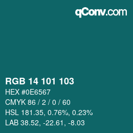 Color code: RGB 14 101 103 | qconv.com