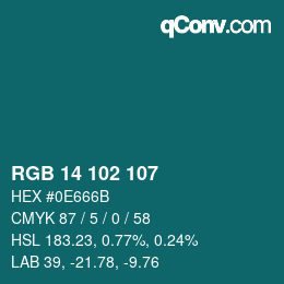 Color code: RGB 14 102 107 | qconv.com