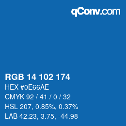 Color code: RGB 14 102 174 | qconv.com