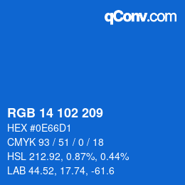 Color code: RGB 14 102 209 | qconv.com