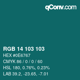 Farbcode: RGB 14 103 103 | qconv.com