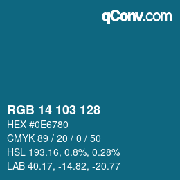 カラーコード: RGB 14 103 128 | qconv.com