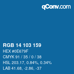 Color code: RGB 14 103 159 | qconv.com