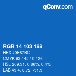 カラーコード: RGB 14 103 188 | qconv.com
