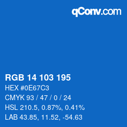 颜色代码: RGB 14 103 195 | qconv.com
