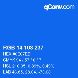 Color code: RGB 14 103 237 | qconv.com