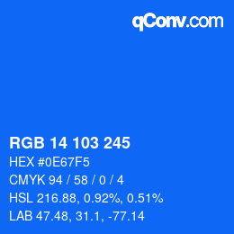 Color code: RGB 14 103 245 | qconv.com