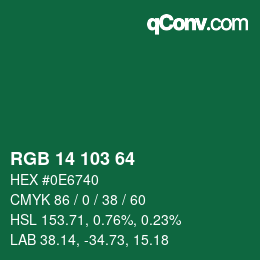 Color code: RGB 14 103 64 | qconv.com
