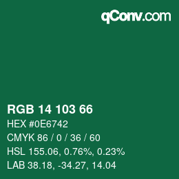 Color code: RGB 14 103 66 | qconv.com