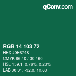 Color code: RGB 14 103 72 | qconv.com