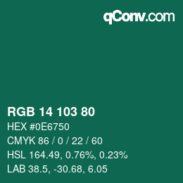 Color code: RGB 14 103 80 | qconv.com