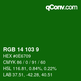 Color code: RGB 14 103 9 | qconv.com