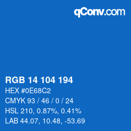 Color code: RGB 14 104 194 | qconv.com
