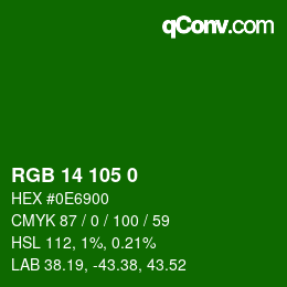 カラーコード: RGB 14 105 0 | qconv.com