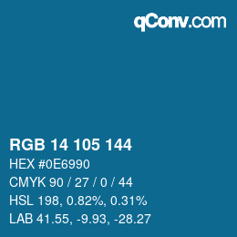 颜色代码: RGB 14 105 144 | qconv.com