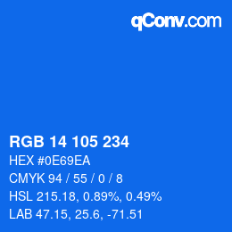 Color code: RGB 14 105 234 | qconv.com