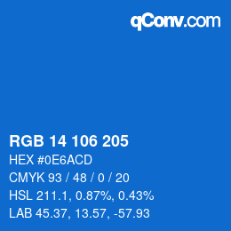 カラーコード: RGB 14 106 205 | qconv.com