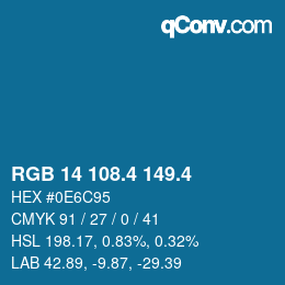 カラーコード: RGB 14 108.4 149.4 | qconv.com