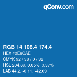 カラーコード: RGB 14 108.4 174.4 | qconv.com