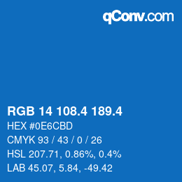 カラーコード: RGB 14 108.4 189.4 | qconv.com