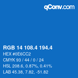 カラーコード: RGB 14 108.4 194.4 | qconv.com