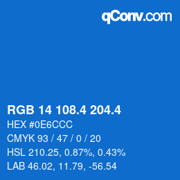 カラーコード: RGB 14 108.4 204.4 | qconv.com