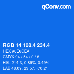 カラーコード: RGB 14 108.4 234.4 | qconv.com
