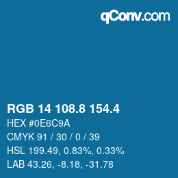 カラーコード: RGB 14 108.8 154.4 | qconv.com