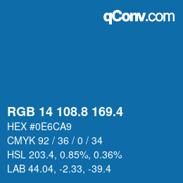 カラーコード: RGB 14 108.8 169.4 | qconv.com