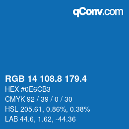カラーコード: RGB 14 108.8 179.4 | qconv.com
