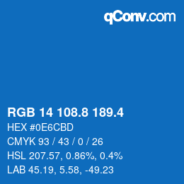 カラーコード: RGB 14 108.8 189.4 | qconv.com