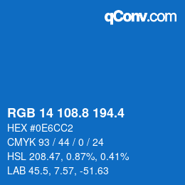 カラーコード: RGB 14 108.8 194.4 | qconv.com