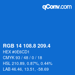 カラーコード: RGB 14 108.8 209.4 | qconv.com