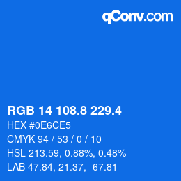 カラーコード: RGB 14 108.8 229.4 | qconv.com