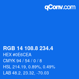 カラーコード: RGB 14 108.8 234.4 | qconv.com