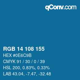Color code: RGB 14 108 155 | qconv.com