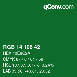 Farbcode: RGB 14 108 42 | qconv.com