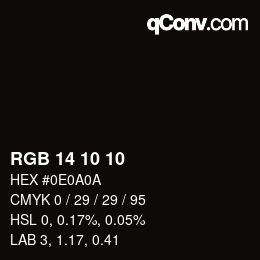 Color code: RGB 14 10 10 | qconv.com