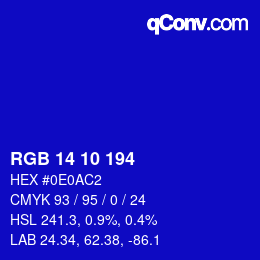 颜色代码: RGB 14 10 194 | qconv.com