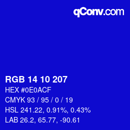 Color code: RGB 14 10 207 | qconv.com
