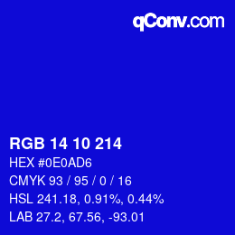 Color code: RGB 14 10 214 | qconv.com