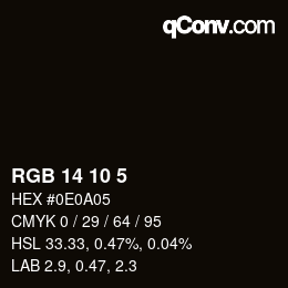 Color code: RGB 14 10 5 | qconv.com