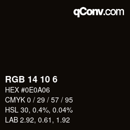 カラーコード: RGB 14 10 6 | qconv.com